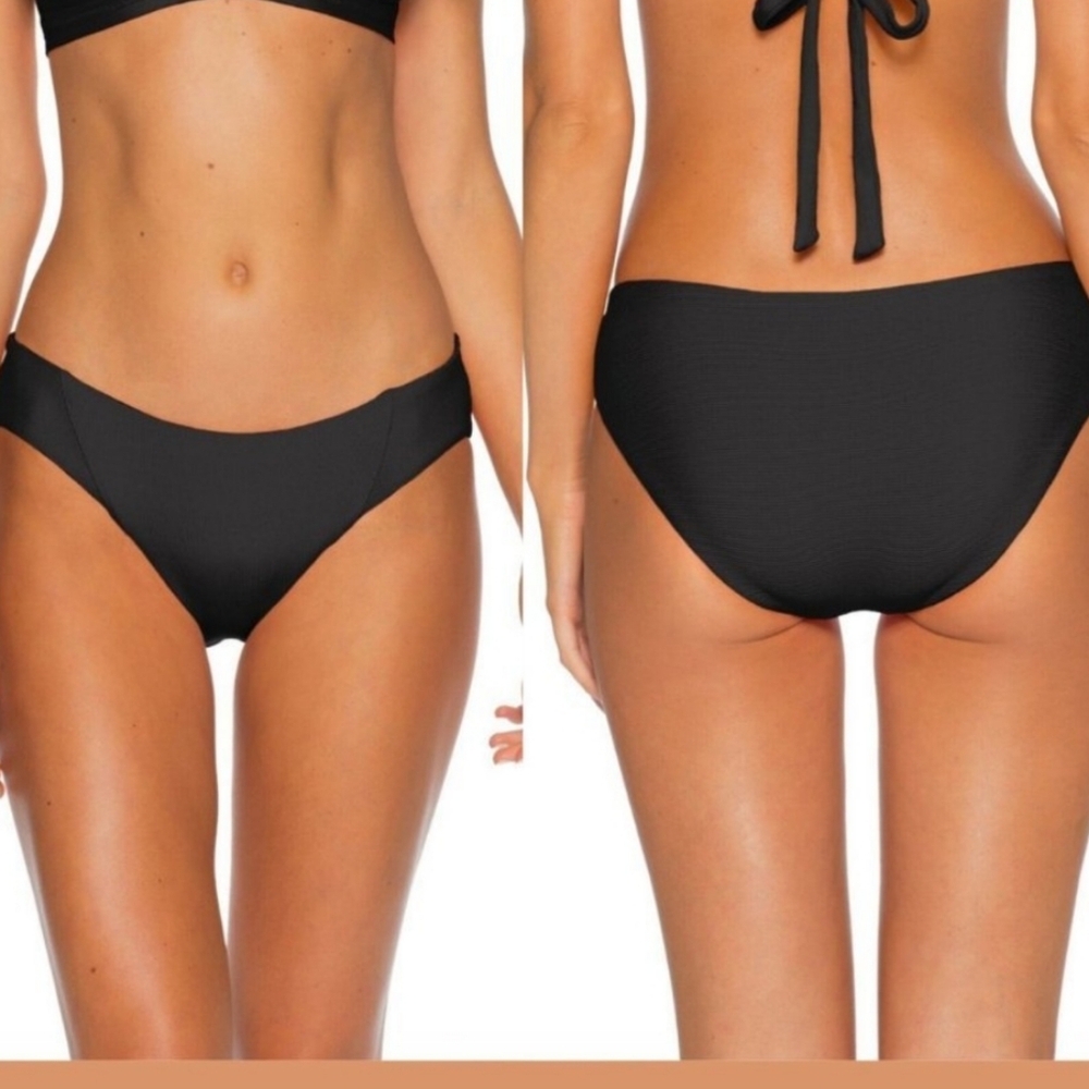 NWOT Becca Black Ribbed Hipster Bikini Bottoms